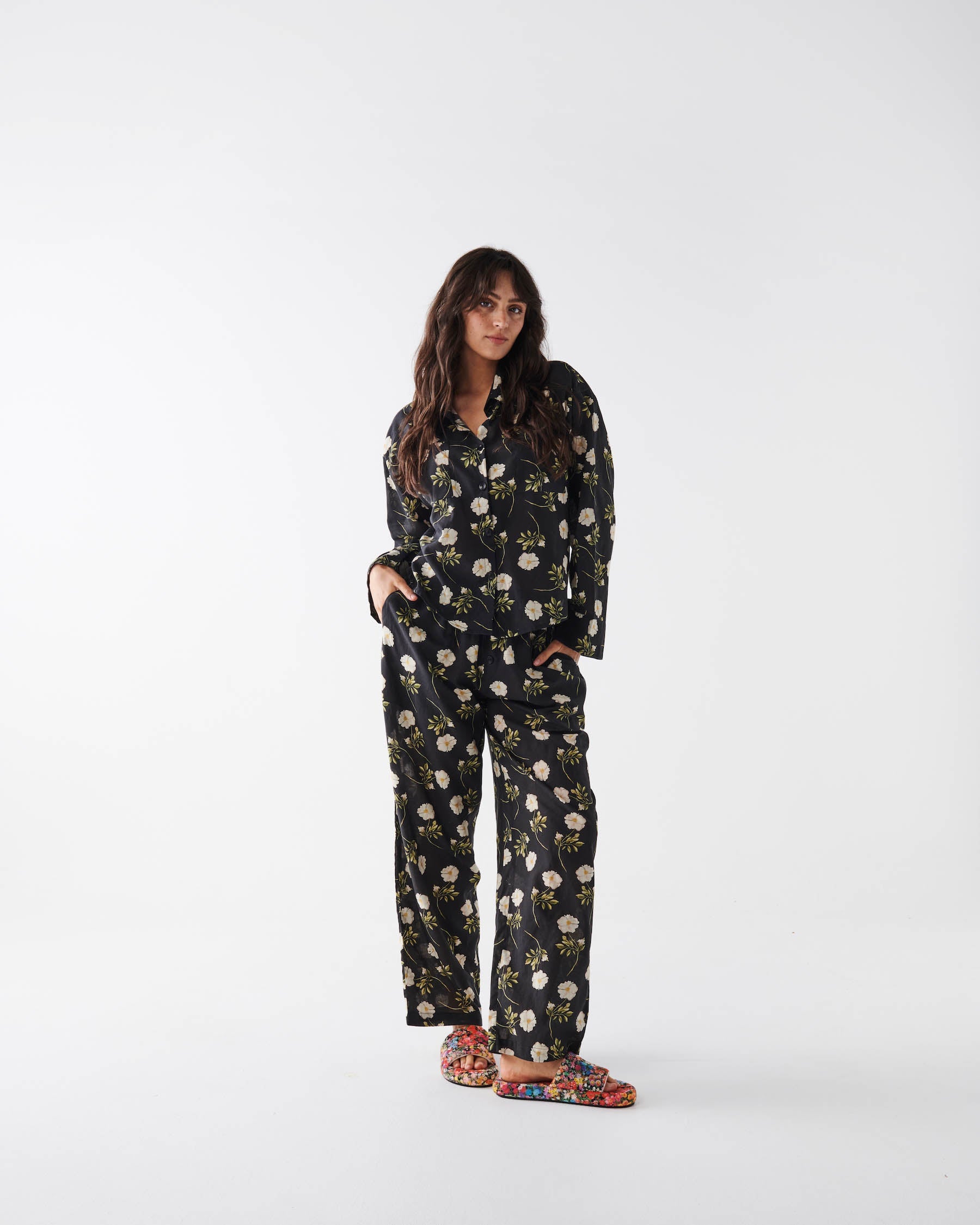 Wild Rose Organic Cotton Long Sleeve Shirt & Pant Pyjama Set