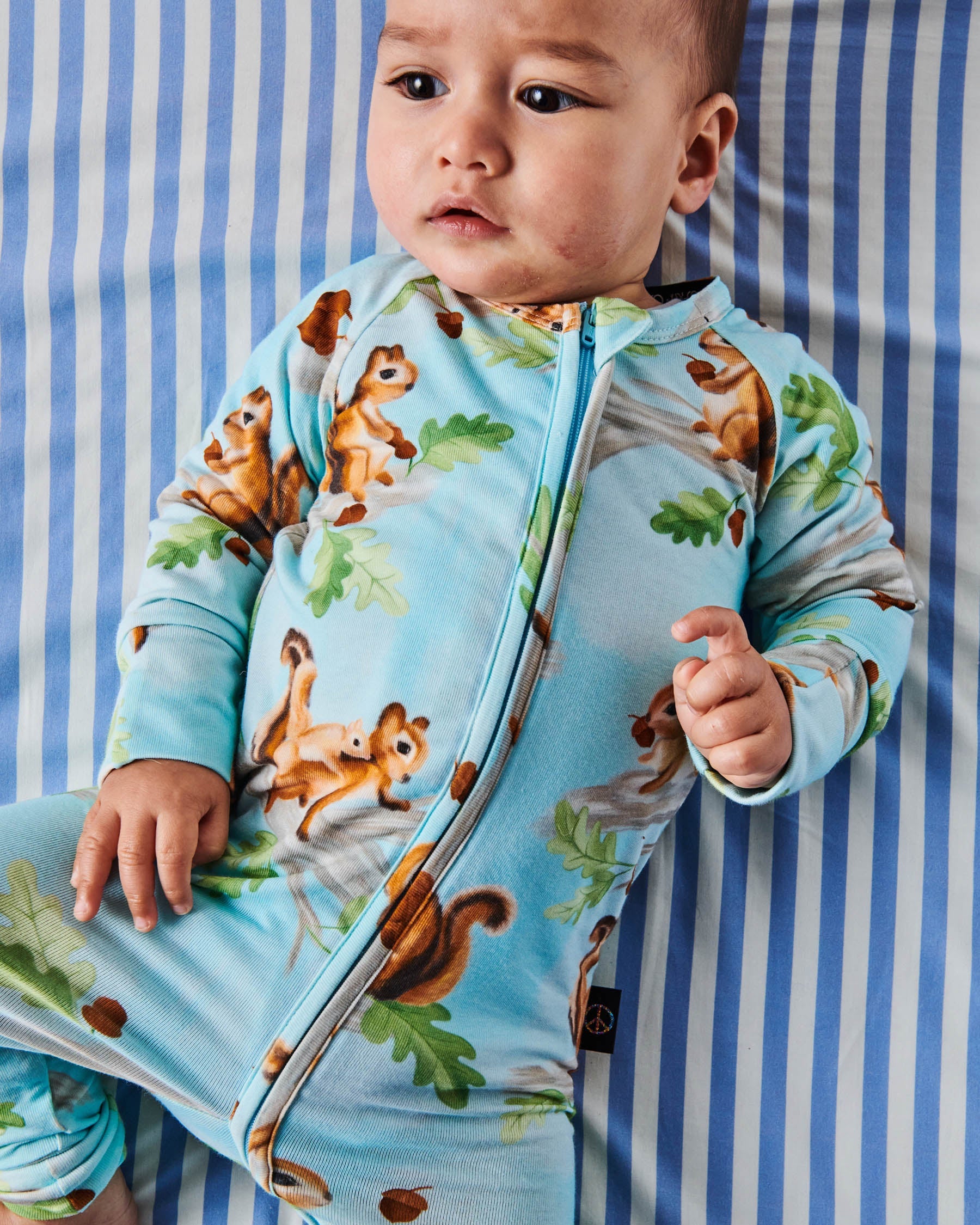 Squirrel Scurry Organic Long Sleeve Zip Romper