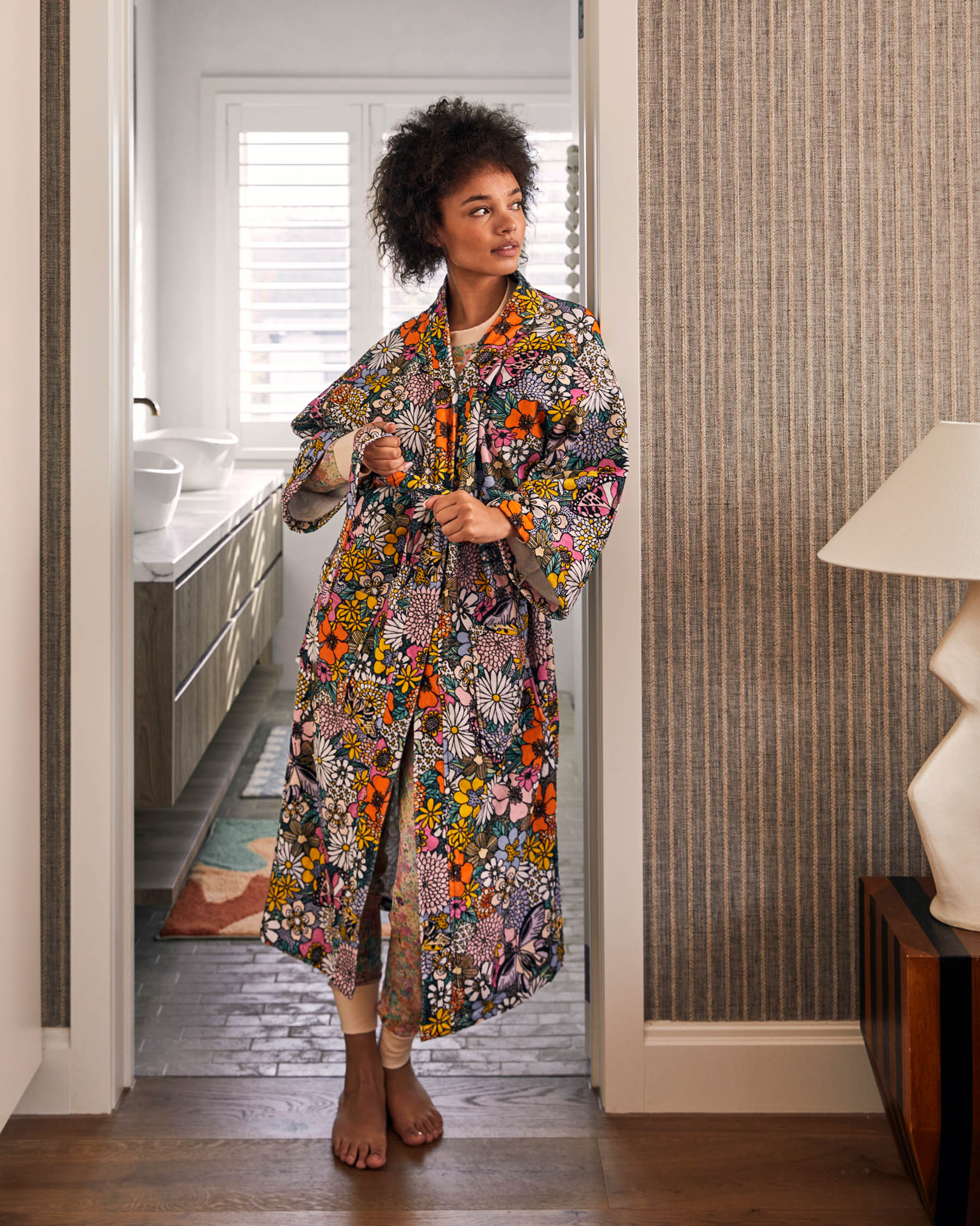 Bliss Floral Printed Terry Bath Robe