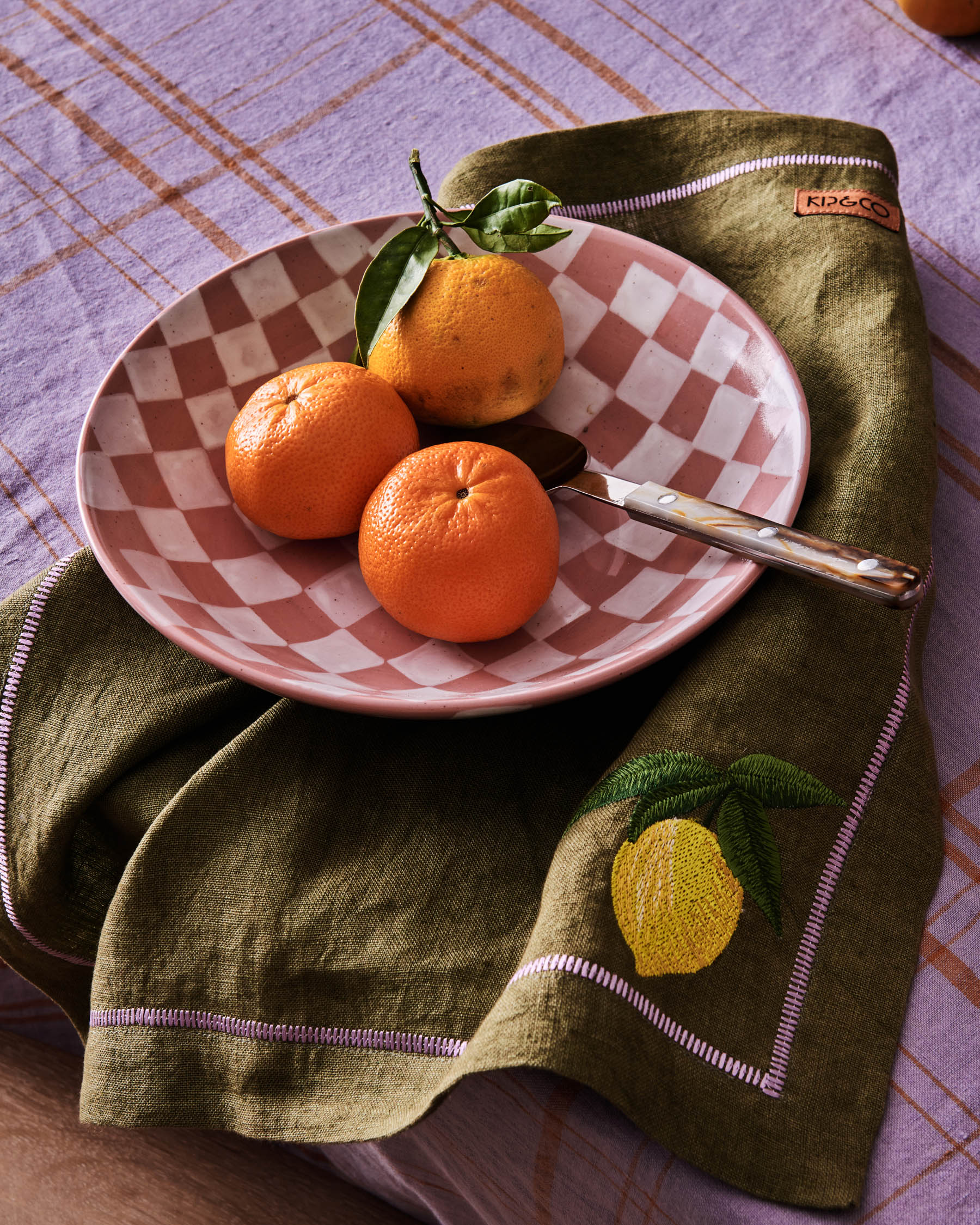 Autumn Fruits Embroidered Linen 4P Napkin Set