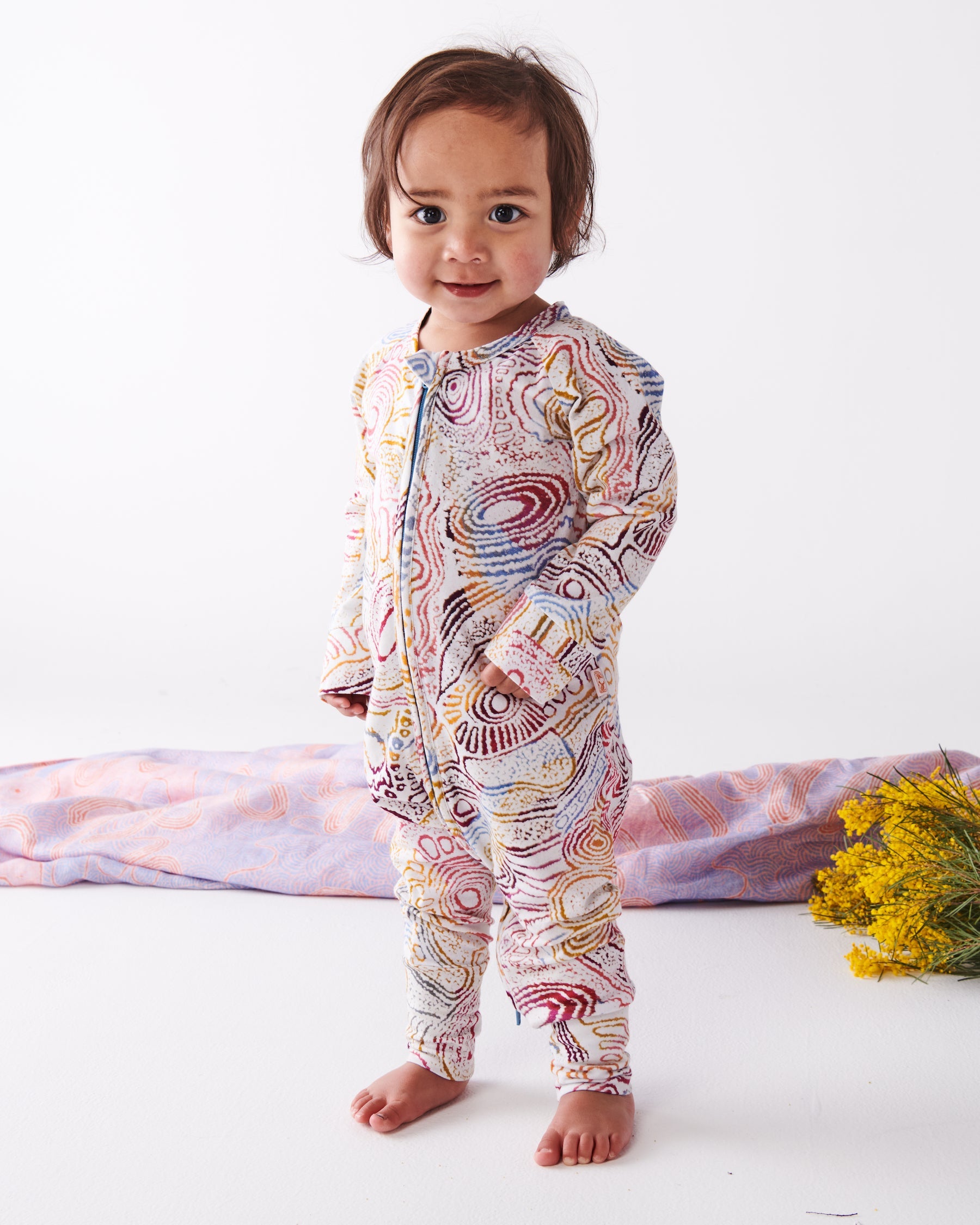 Tjala Tjukurpa Organic Long Sleeve Zip Romper