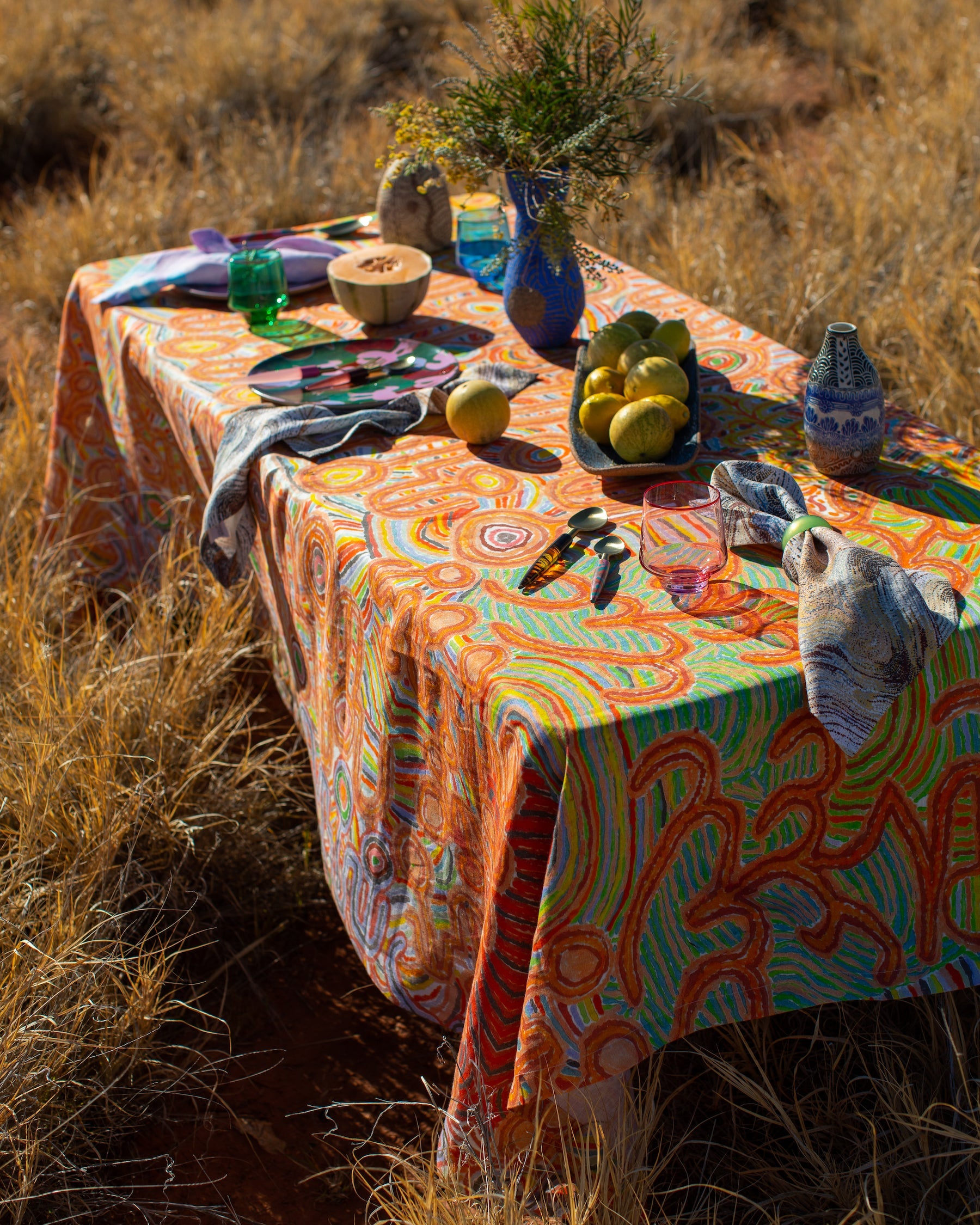 Ngayuku Ngura Rectangular Linen Tablecloth