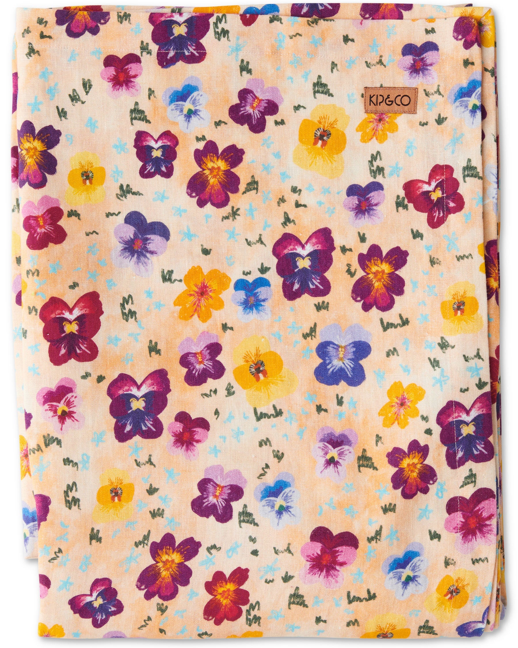 Pansy Rectangular Linen Tablecloth