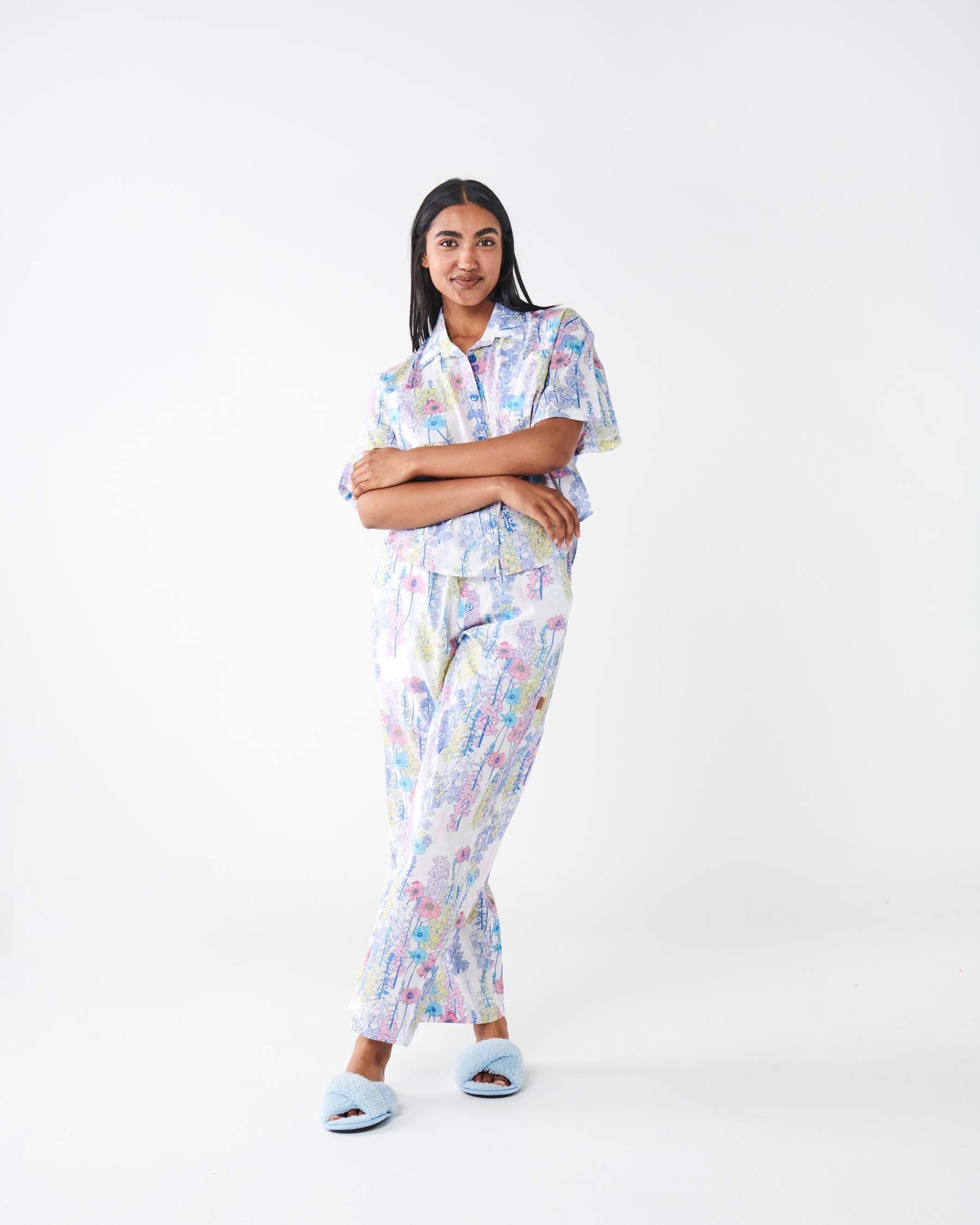 Foxglove Forever Organic Cotton Short Sleeve Shirt & Pant Pyjama Set