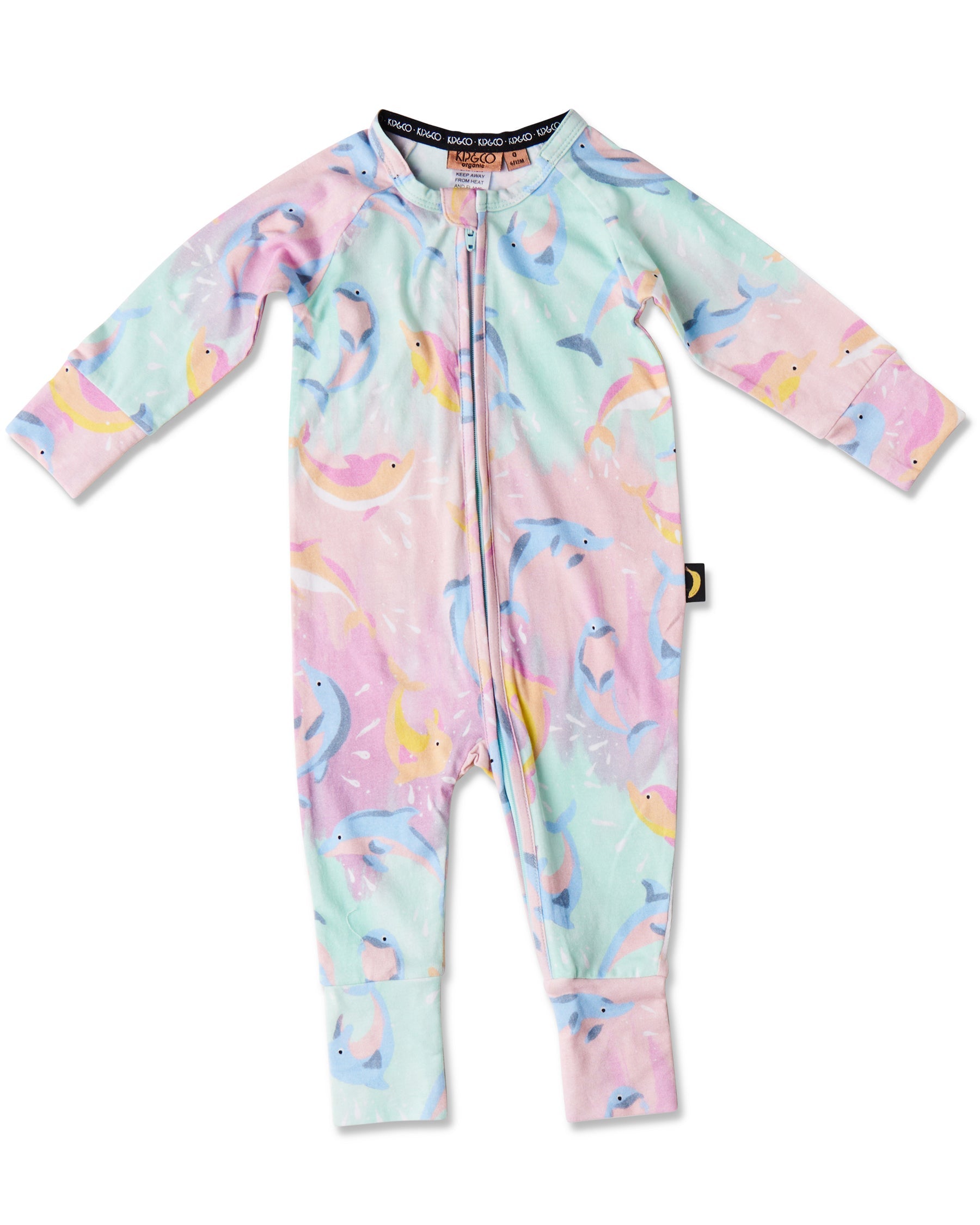 Dolphin Magic Organic Long Sleeve Zip Romper