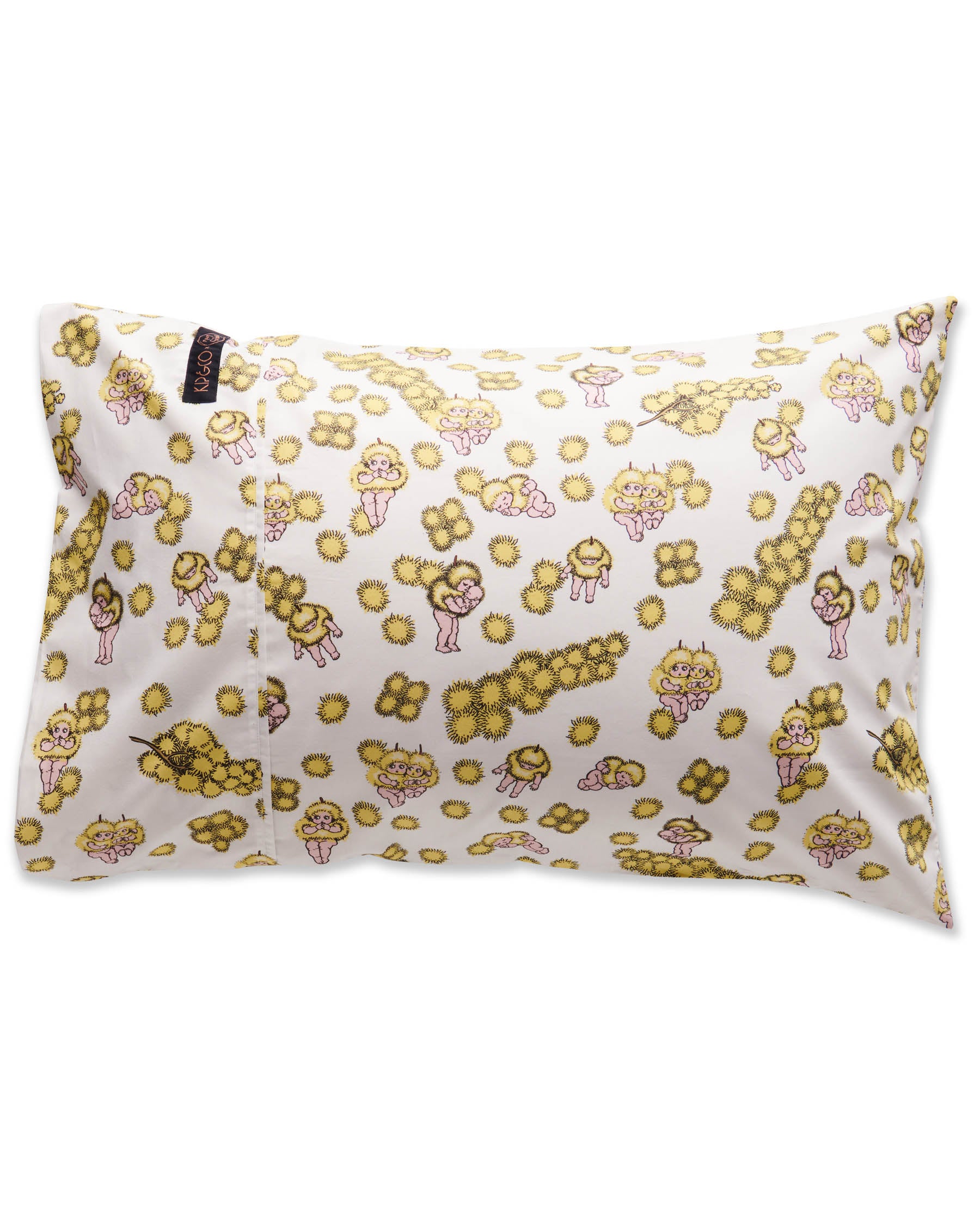 Kip&Co x May Gibbs Wattle Dance White Organic Cotton Pillowcase