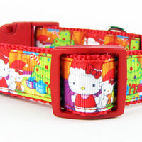 Hello Kitty Christmas dog collar Handmade adjustable buckle collar 1" wide leash