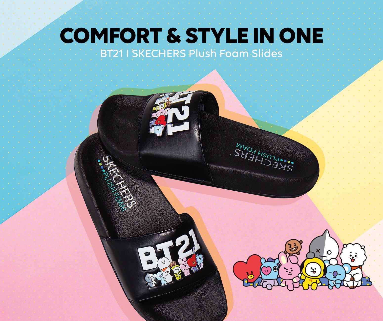 skechers plush foam slides