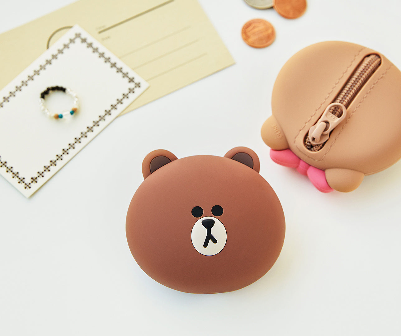 BROWN Standing Silicone Pencil Case - LINE FRIENDS INC