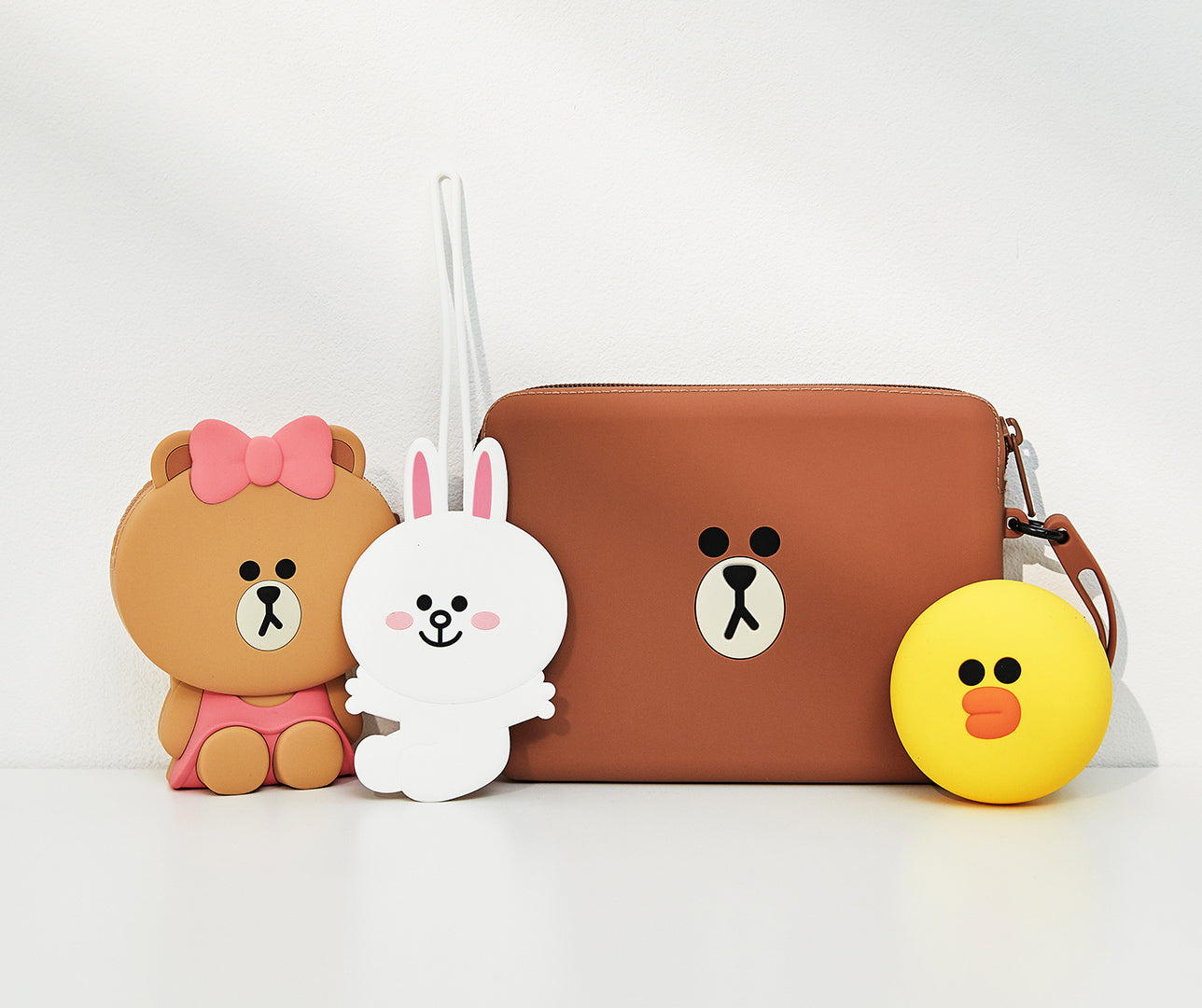 Authentic Line Friends Brown Bear/ Cony Bunny Silicone Crossbody Bag