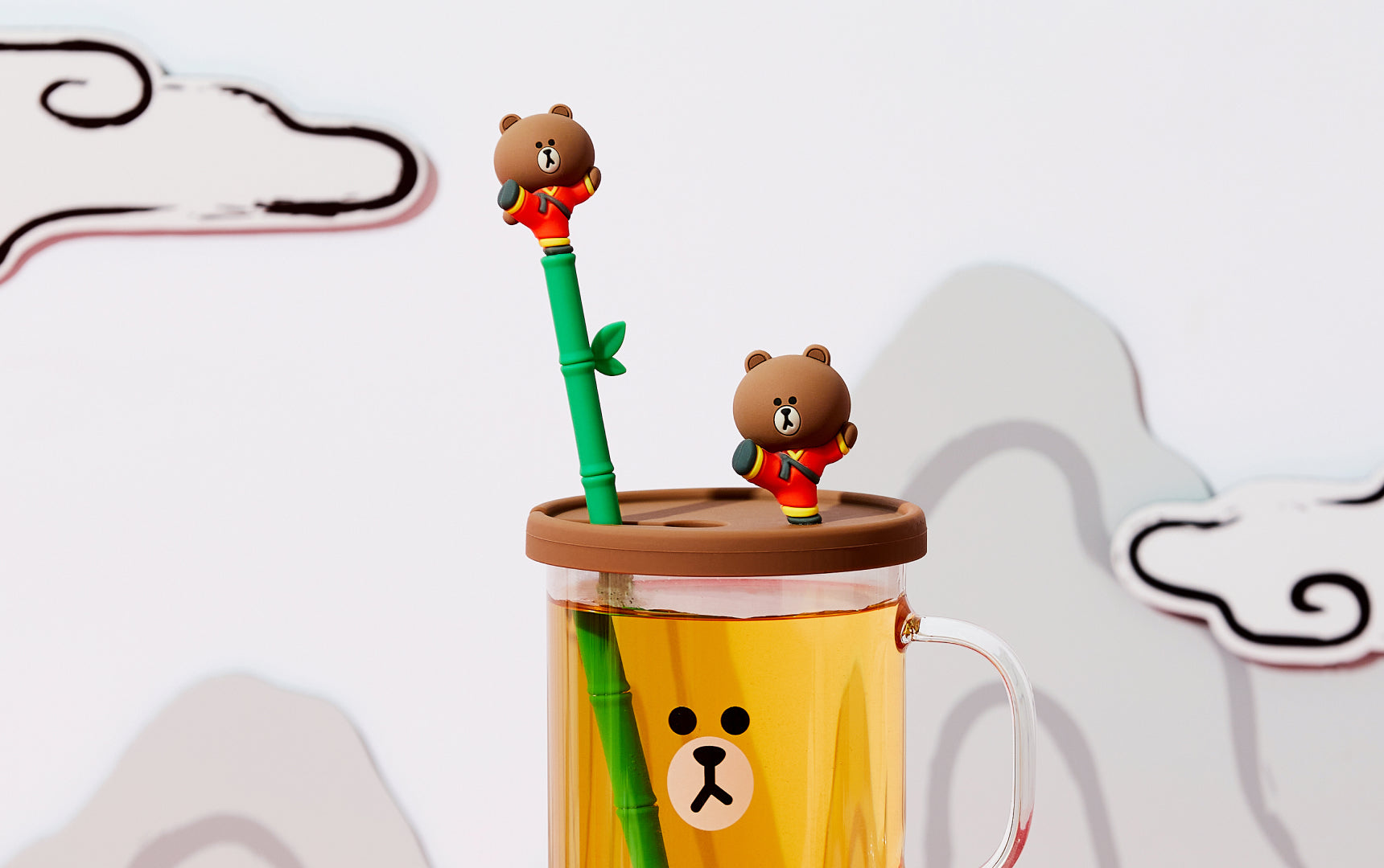 LINE FRIENDS with Kung Fu Panda BROWN Mug & Tea Bag Holder Set - LINE  FRIENDS_US