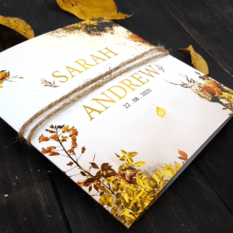 Autumn woodland wedding invitations