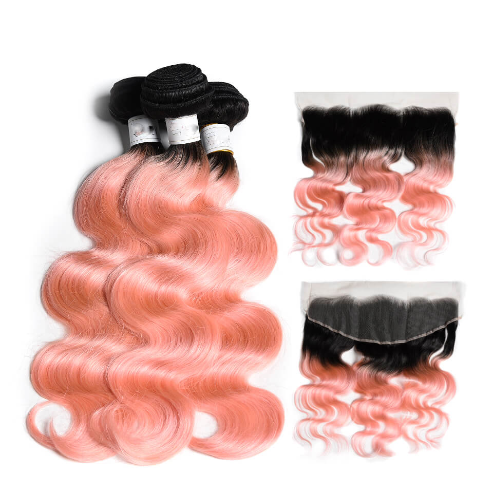 rose gold human hair extensions