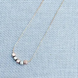 Cute Mixed Metals Rose Gold & Rhodium Beaded Short Necklace - Shop Firefly Boutique