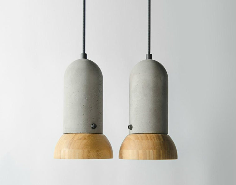 wood and concrete pendants