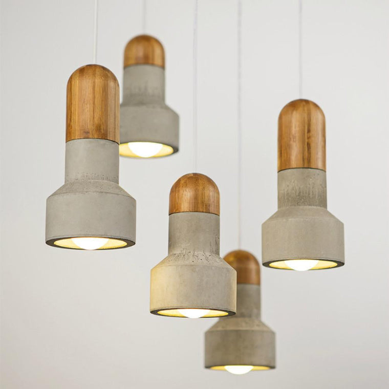 wood & concrete pendants