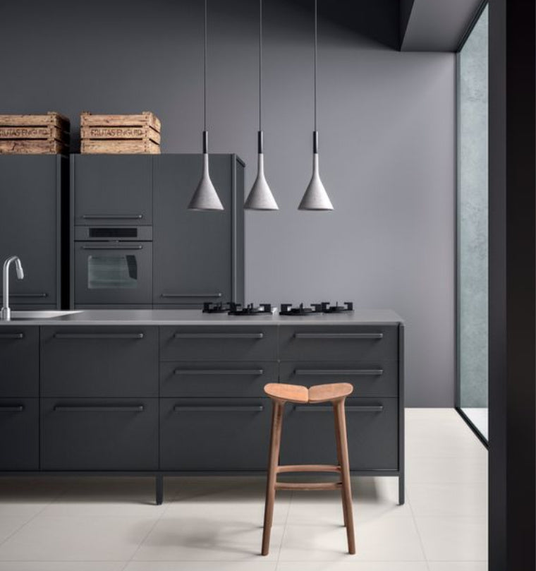 concrete pendants in a kitchen