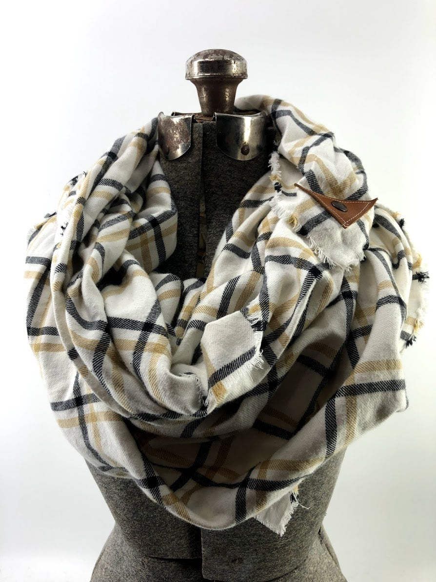 black and tan blanket scarf