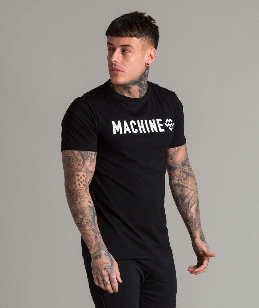 Train Like A Machine Tech T-Shirt (Black/White) – Machine Fitness