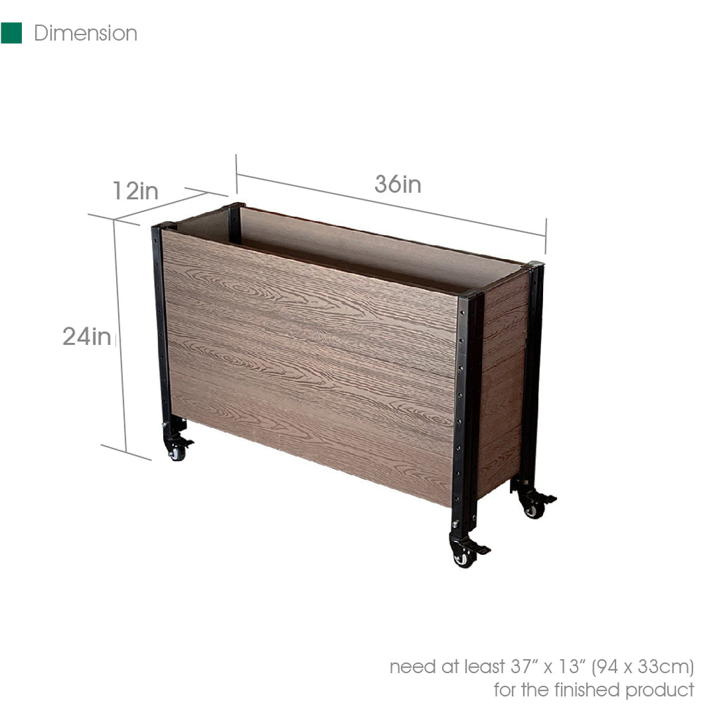 K2112 G 36 L X 12 W X 24 H Mobile Deep Trough Planter Box Raised Ga Everbloom Garden