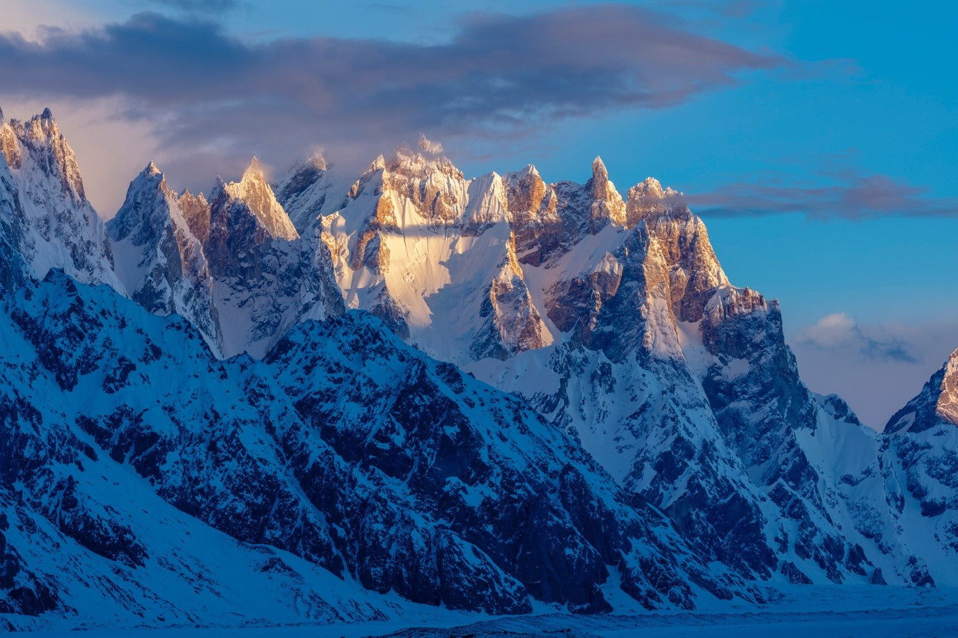 Ghur (5796 m) and Pamshe Peak (6023 m), Biafo Glacier, Panmah Muztagh, Karakoram Mountains, Pakistan