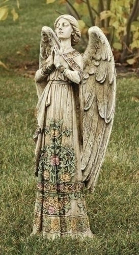 Praying Guardian Angel With Roses 24 Tall Chapel Garden Or Home Peace