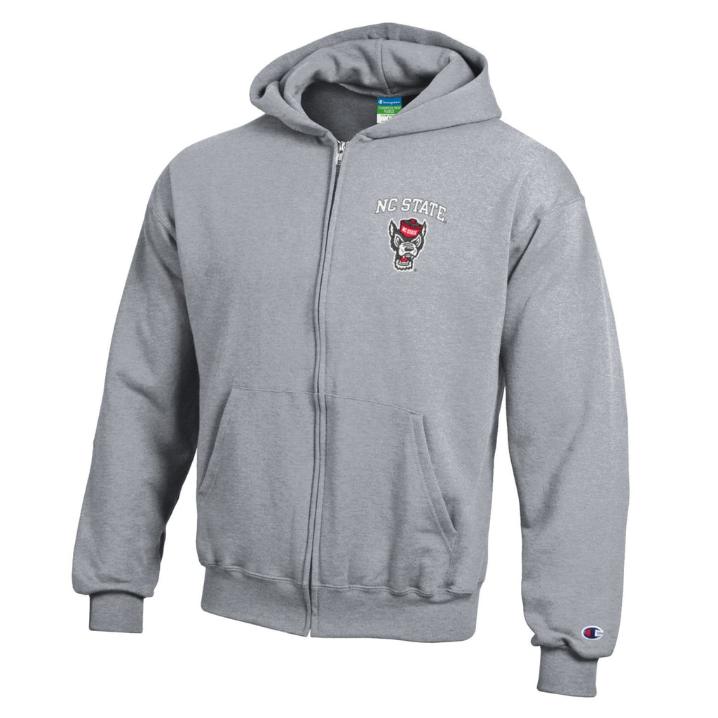 NC State Wolfpack Champion Youth Grey Full Zip Hooded Jacket – Red and ...