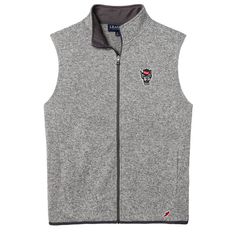 NC State Wolfpack Black Wolfhead Big Cotton Full Zip Vest – Red