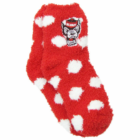 NC State Wolfpack White and Red Polka Dot Wolfhead Fuzzy Socks – Red and  White Shop
