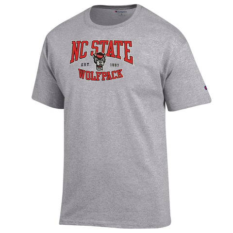 NC State Wolfpack Champion Oxford Grey 1887 T-Shirt – Red and