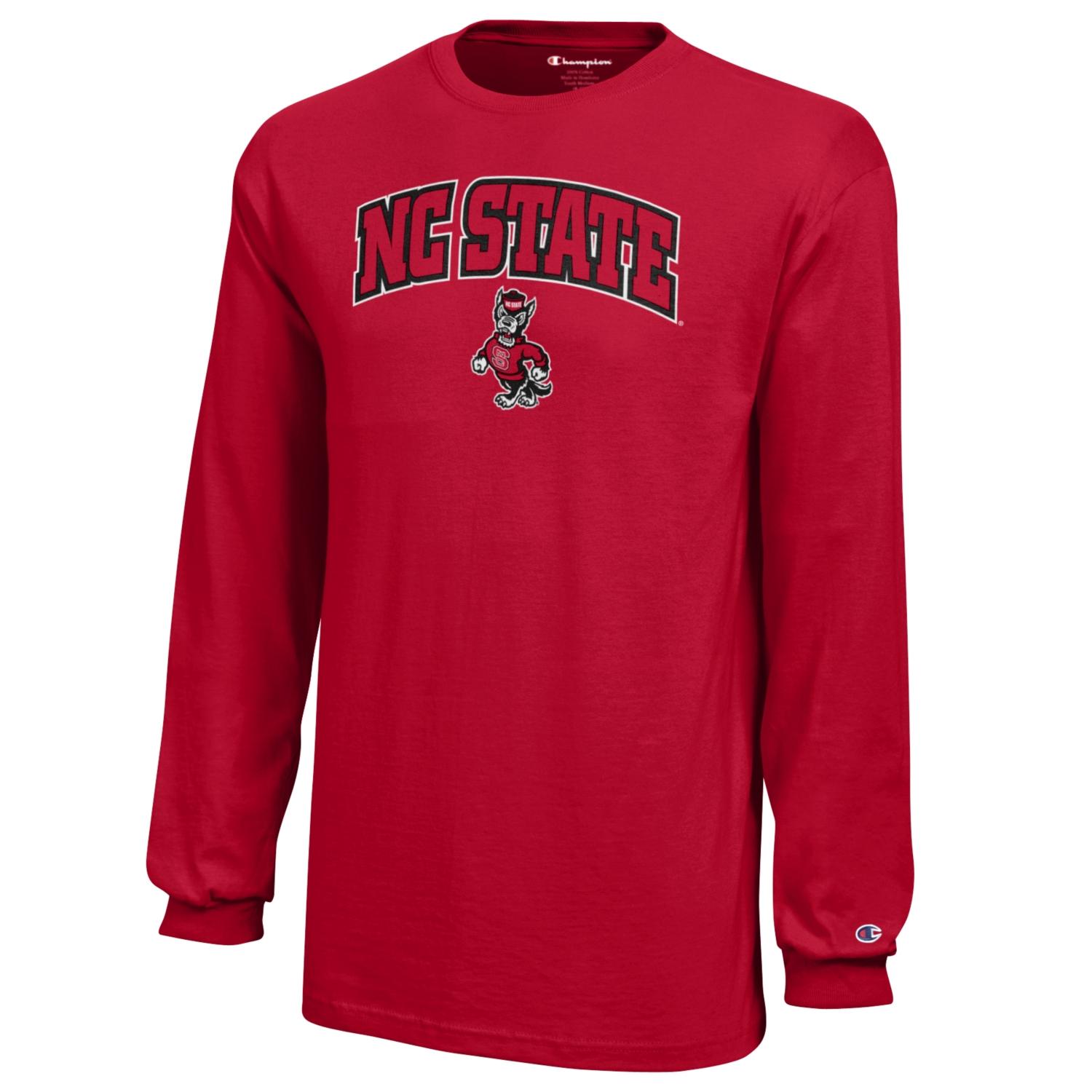 NC State Wolfpack Youth Red Arched NC State Strutting Wolf Long Sleeve ...