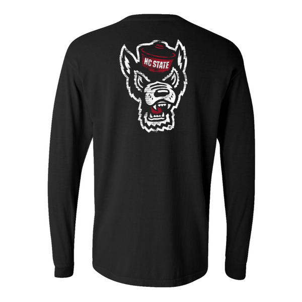 NC State Wolfpack Comfort Colors Black Wolfhead Long Sleeve T-Shirt