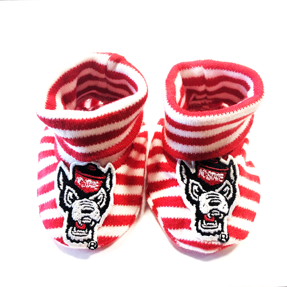 red and white striped baby socks