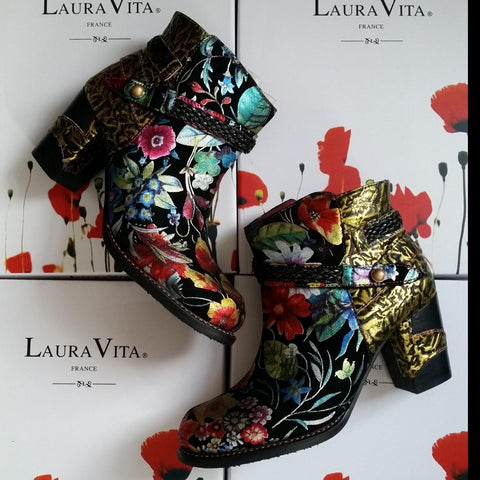 floral print ankle boots