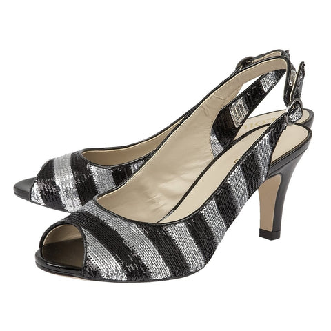 black and silver court shoes