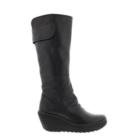 FLY London Yulo Black Leather long boot 
