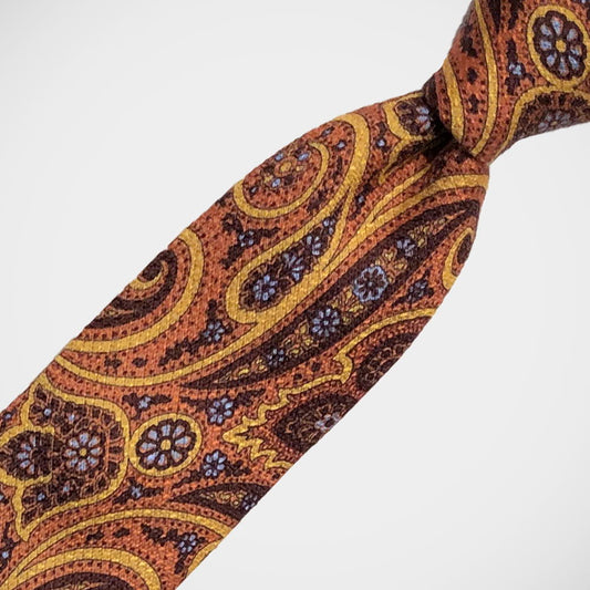 Twill Paisley Burnt Orange Tie, Silk Ties