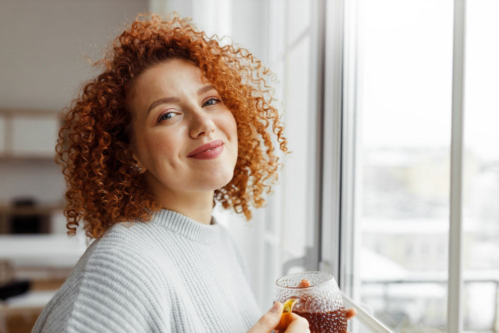 closeup redhead curly hair