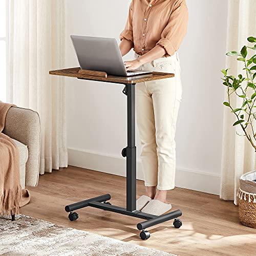 Tilting Top End Table with 2 Lockable Rolling Wheels