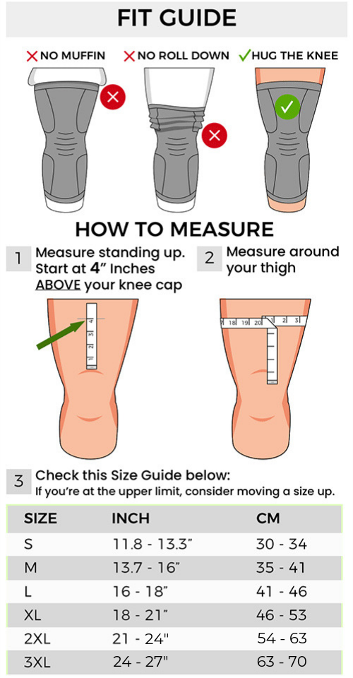 knee sleeve size chart.