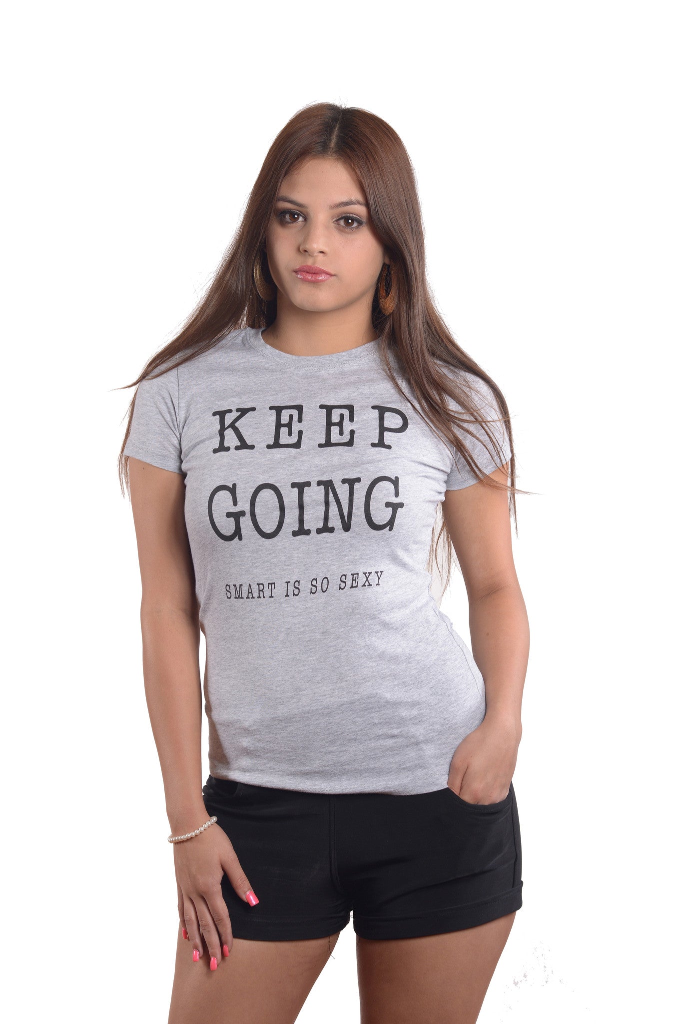 Women's Keep Going positive shirts SISS Crew Neck - Heather Grey Tee (Free Shipping 2-5 Days USA