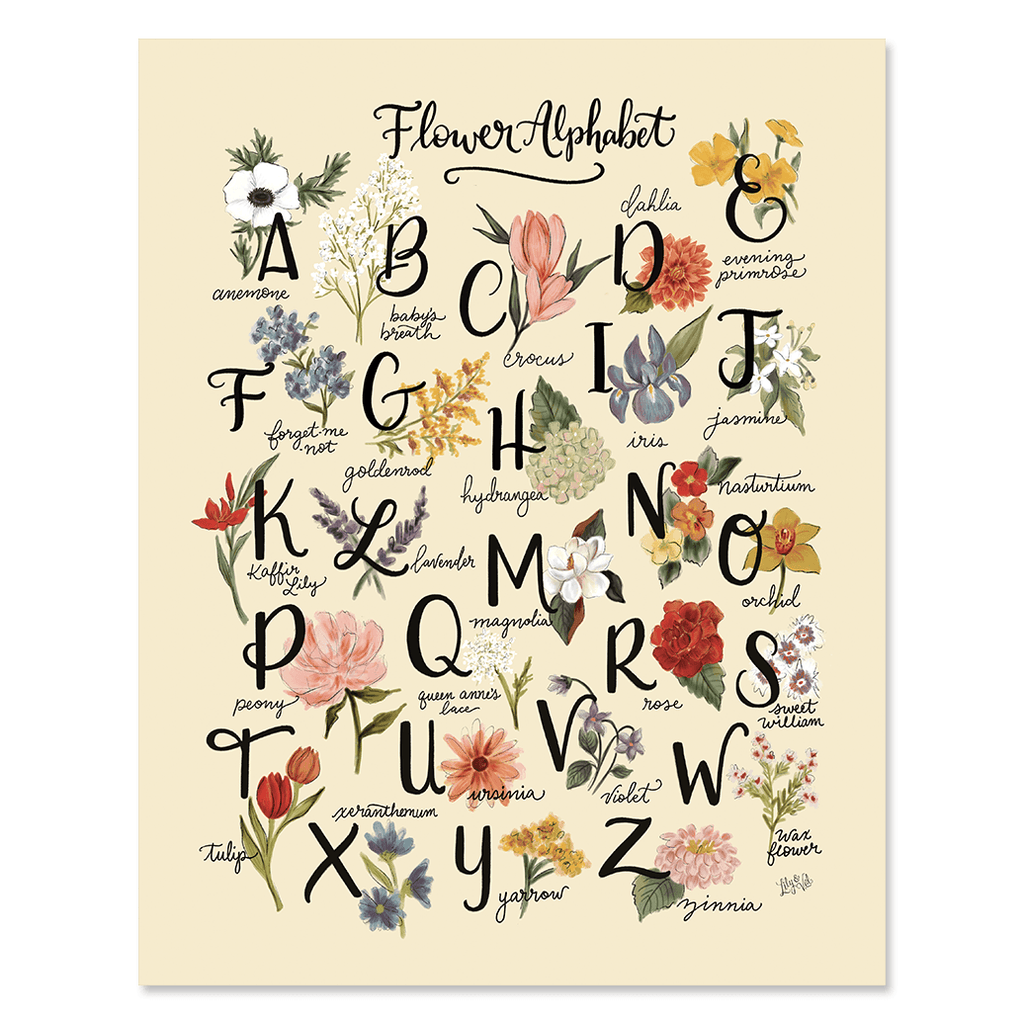 lily val flower alphabet print canvas spring