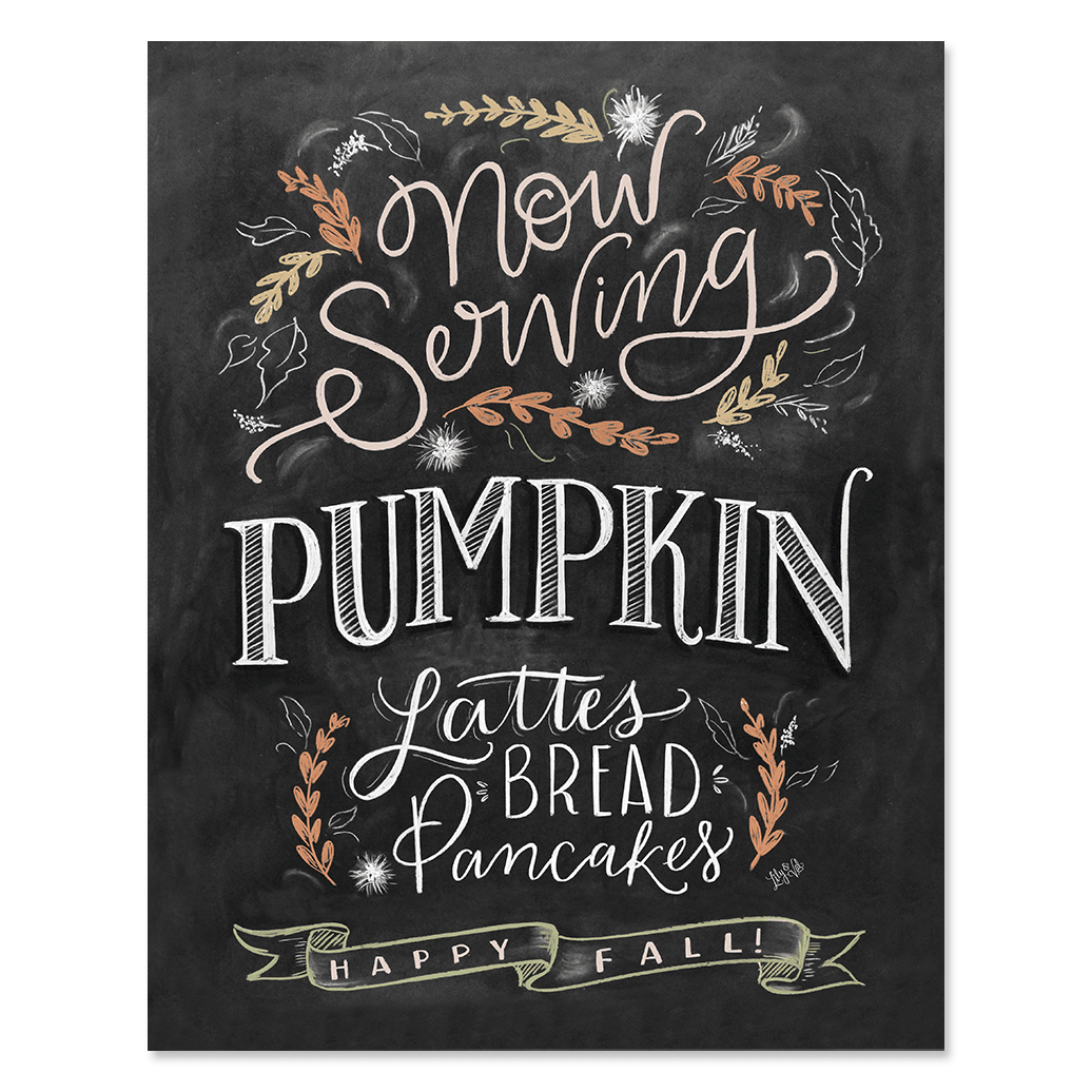 now serving pumpkin chalkboard