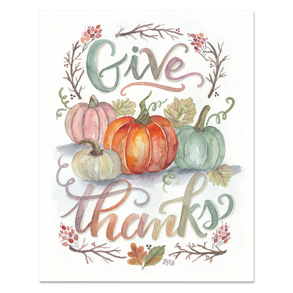 Lily & Val Give Thanks Print Fall Art Illustrated Art Autumn