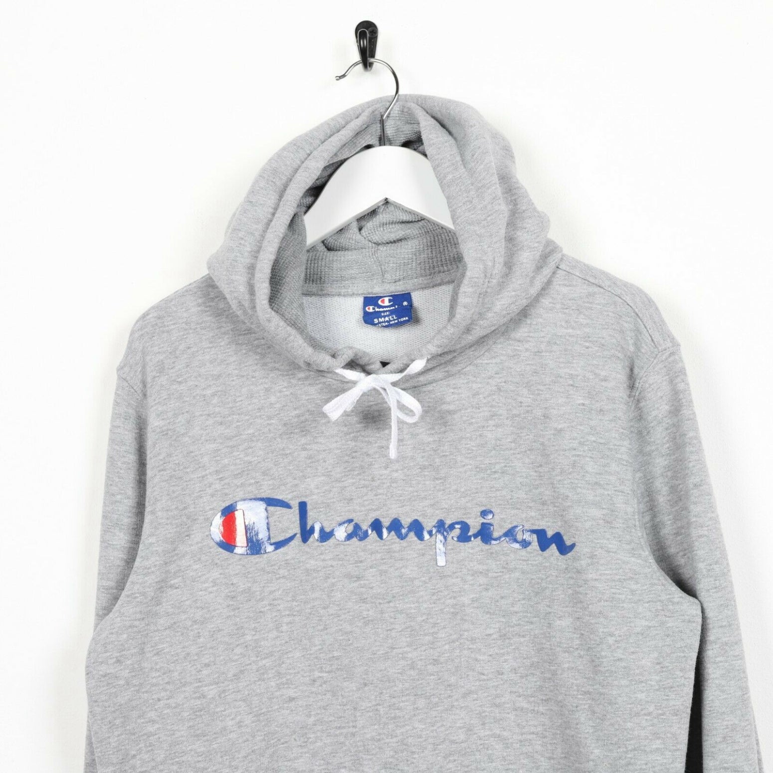 champion hoodie grey big logo