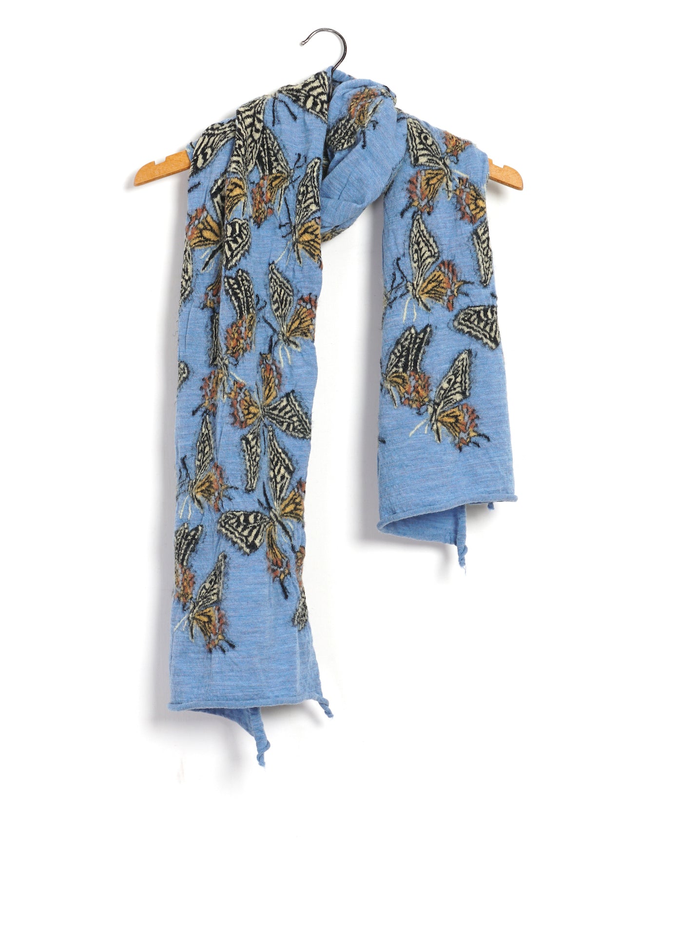 Hocosa wool/Silk Loop Scarf - Blue - Ziloen