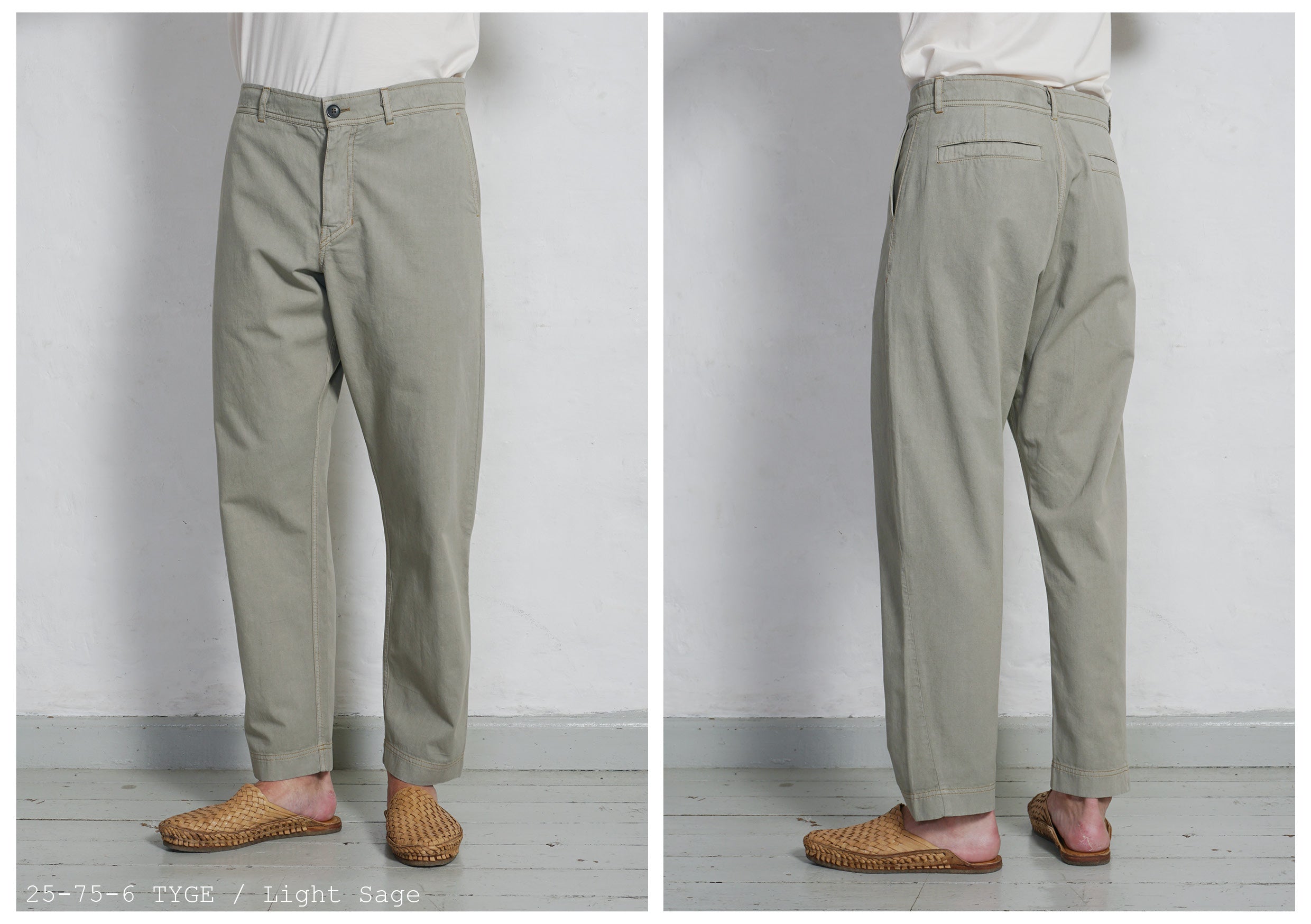 TYGE | Wide Cut Cropped Trousers | Light Sage | HANSEN Garments