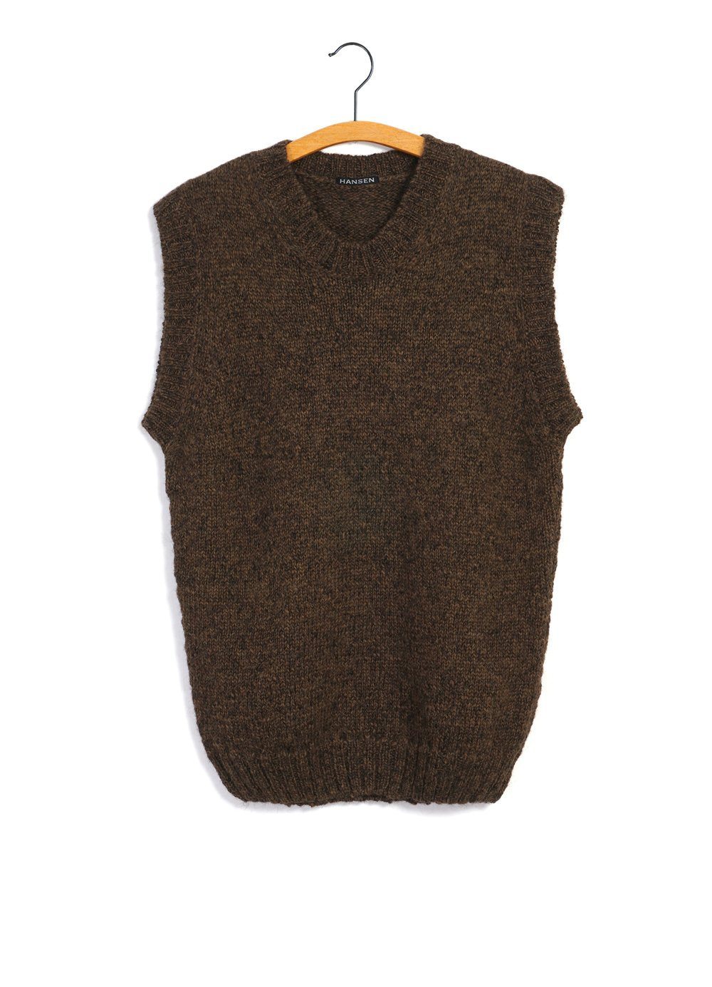 MOGENS | Knitted Crew Neck Vest | Tobacco | HANSEN Garments