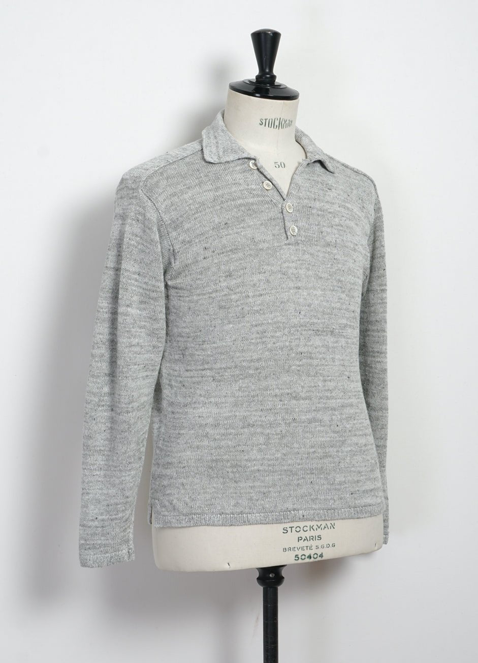 POLO SHIRT | Linen Long-Sleeved Polo Knit | Papyrus | HANSEN Garments