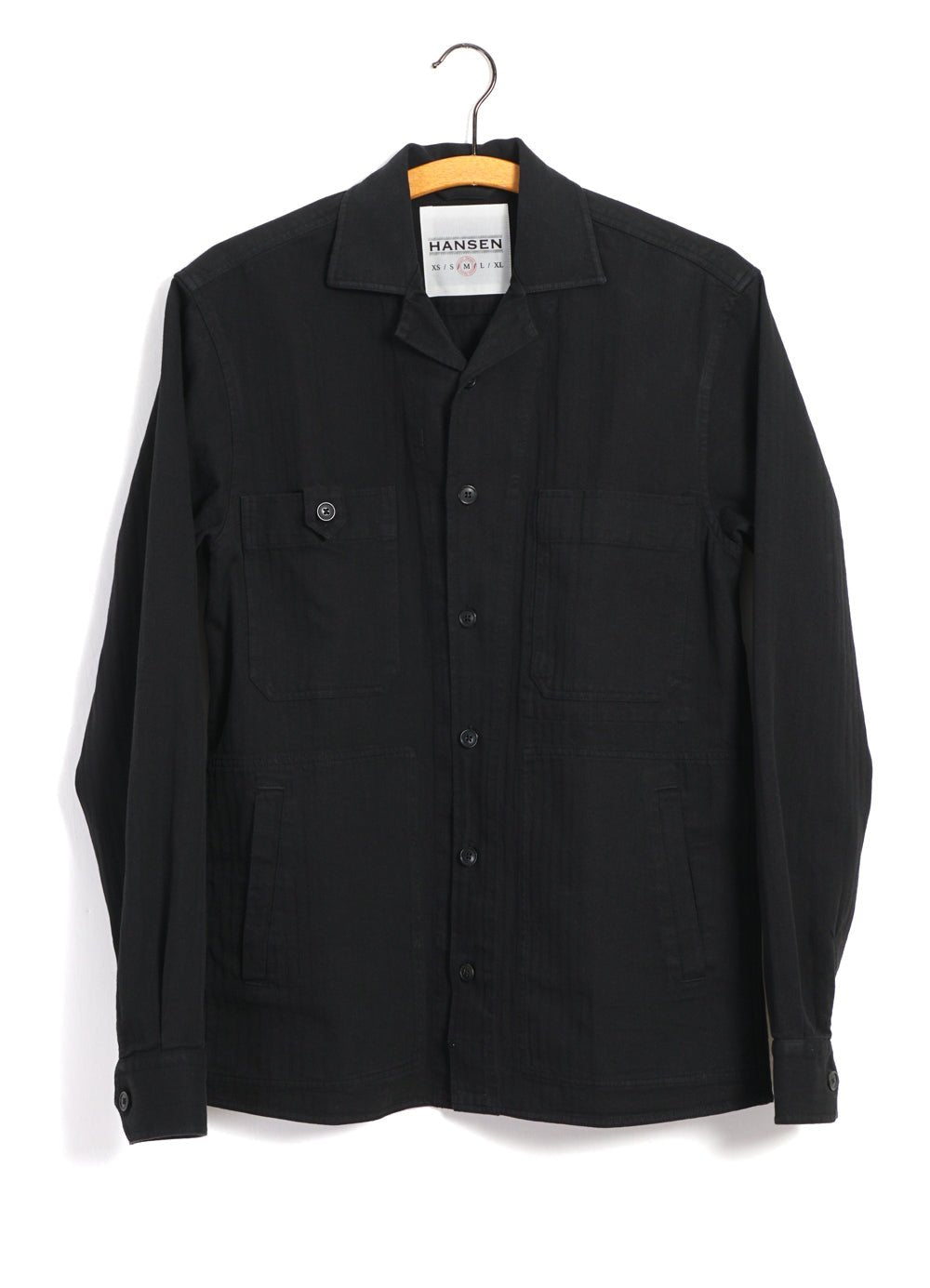 BASSE | Pleated Bib Shirt | Black | HANSEN Garments